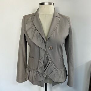 Red Valentino Ruffle Cotton Stretch Blazer Jacket